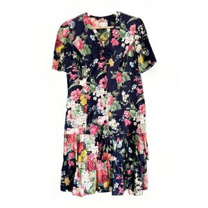 Vintage 1980s Bobby's Girl Floral Ruffle Day Dress Size 12 Cottagecore Spring